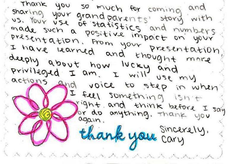 Thank You Card from Einstein Middle School